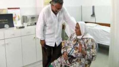Dr Ali Dabbagh, a Dubai-based ophthalmologist, treats a patient during his trip to the West Bank.