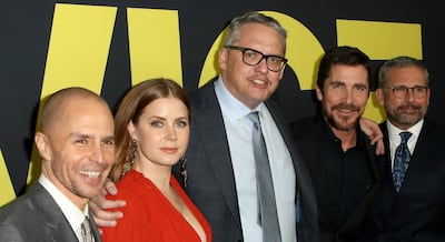 Left to right: Sam Rockwell, Amy Adams, Adam McKay, Christian Bale and Steve Carell attend the World Premiere of 'Vice'. Getty Images