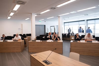 Defendants in the case at Dresden's higher regional court, which is expected to last into 2021. EPA