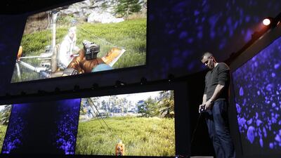 A live demo is given of Far Cry 4 at Sony’s press conference. Dan Krauss / Getty Images / AFP