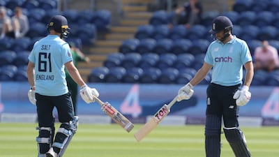 England's Phil Salt and Dawid Malan during the first ODI.