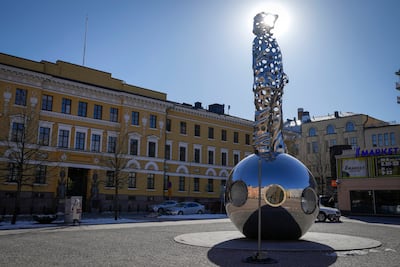 The National Memorial of the Winter War (1939-1940) outside the Ministry of Defence headquarters in Helsinki. AP