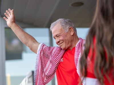 King Abdullah II attends Jordan's World Cup match against Algeria. Photo: Petra