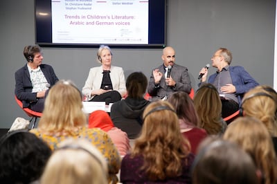 Kuwaiti author Hussain Al Mutawaa taking in a panel session at Frankfurt Book Fair on October 17, 2019. He discussed the characteristics of Arabic children’s literature. Courtesy: Sheikh Zayed Book Award.