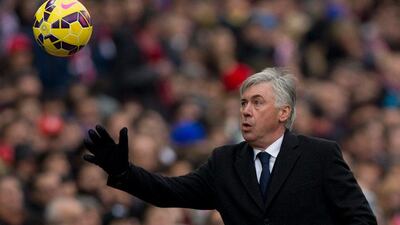 Real Madrid manager Carlo Ancelotti shown during his team's 4-0 defeat to Atletico Madrid on Saturday. Gonzalo Arroyo Moreno / Getty Images / February 7, 2015