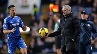 Chelsea manager Jose Mourinho, right, refused to be drawn on reports of renewed interest in Manchester United striker Wayne Rooney. Darren Walsh/Chelsea via AP Images