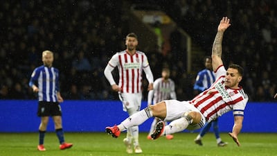 Sheffield United striker Billy Sharp narrowly avoids reaching a cross against Sheffield Wednesday at Hillsborough on March 04, 2019 in Sheffield. Getty Images