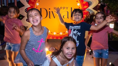 Visitors enjoy Diwali celebrations at the India pavilion at Expo 2020 Dubai. Victor Besa / The National