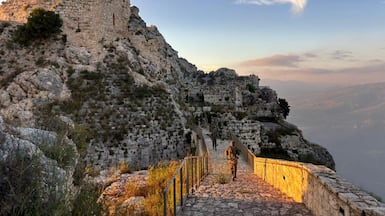 Israeli soldiers walk among the ruins of Beaufort Castle in southern Lebanon after taking it on Sunday. Reuters