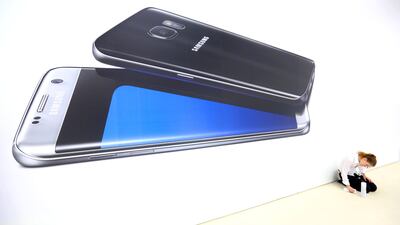 A Samsung advertisement at the Mobile World Congress held in Barcelona last month. The trade fair failed to excite smartphone consumers and industry observers alike. Chris Ratcliffe / Bloomberg News