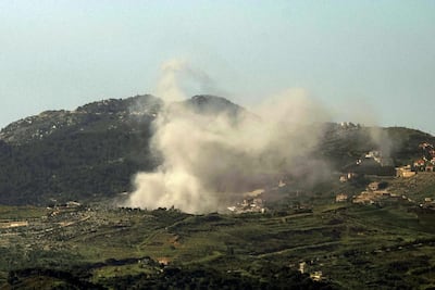 Smoke rises from Israeli bombardment on the outskirts of the village of Al Qatrani. AFP