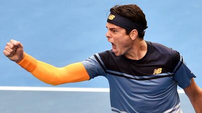 Milos Raonic takes on Gael Monfils in the Australian Open quarter-finals. Julian Smith / EPA