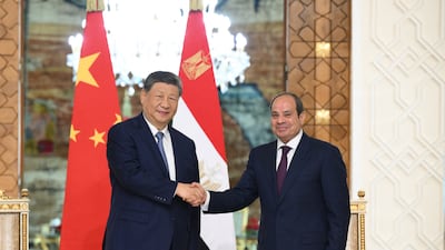 (260902) -- CAIRO, Sept. 2, 2026 (Xinhua) -- Chinese President Xi Jinping holds talks with Egyptian President Abdel Fattah El-Sisi in Cairo, Egypt, Sept. 2, 2026. (Xinhua/Xie Huanchi) (Photo by Xie Huanchi / Xinhua via AFP)
