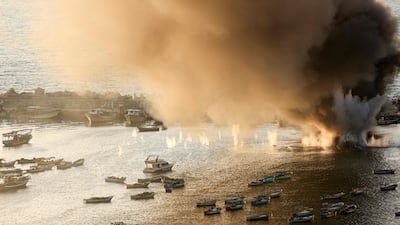 An Israeli strike on the port of Gaza City. AFP