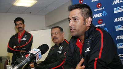 MS Dhoni and India arrived in New Zealand for their first tour in four years in the country on Monday. Nigel Marple / AFP