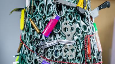 The installation is a not-so-subtle reminder to all who are travelling to be mindful of what’s in their luggage and carry-ons