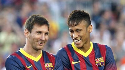 Despite Barcelona's successes so far this season, injuries, off-field woes and perhaps even the arrival of a new, young star in Neymar, right, mean Lionel Messi, left, has not had much to smile about in 2013. Quique Garcia / AFP