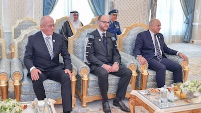 Sheikh Mohammed bin Rashid welcomed the diplomatic delegation to the Presidential Palace.