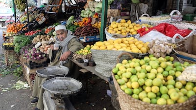 A market in Cairo. Food and beverage prices climbed just 3.7 per cent in February compared to 20.8 per cent in January. EPA-EFE