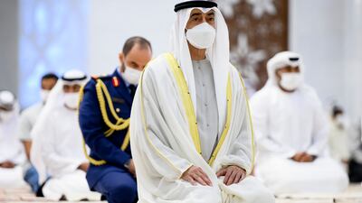 President Sheikh Mohamed attends Eid Al Adha prayers at Sheikh Zayed Grand Mosque.