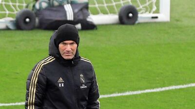 Zinedine Zidane during training on the eve of their match against Osasuna. EPA