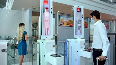 Passengers can use Emirates' new biometric pathways, which use a mix of facial and iris recognition, to check in, complete immigration and board their flights. Courtesy Emirates