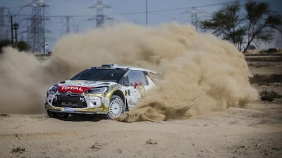 Sheikh Khalid Al Qassimi and co-driver Chris Patterson are not letting a little dust get them too disorientated as they are running second after Day 1 of the Kuwait Rally. Courtesy MCH Photo