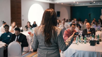 Fazeela Gopalani, head of education at ACCA, speaks. Alex Atack for The National.