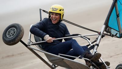 Catherine land yachting at the beach in St Andrews, Scotland, in May 2021