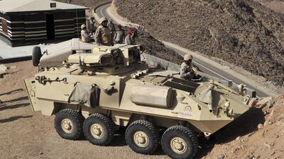 Saudi soldiers deployed along the country's border with Yemen on April 21, 2015. Stringer/Reuters