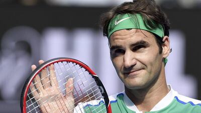 Roger Federer of Switzerland celebrates after defeating Tomas Berdych of the Czech Republic in their quarterfinal match at the Australian Open tennis championships in Melbourne, Australia, Tuesday, Jan. 26, 2016.Andrew Brownbill / AP Photo