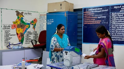 A polling station is set up at a school in Tiruvannamalai, in India's southern Tamil Nadu state. Reuters