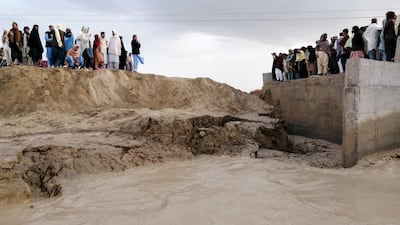 A road washed away by a flood in Chaman, in Pakistan's Balochistan province. Reuters