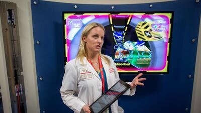 Christy Baxter, the Clinical Manager of the Sheikh Zayed Institute of Pain Medicine, explains some of the cutting edge physical therapy gaming used by children in their rehabilitation centre.