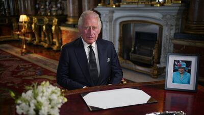 King Charles delivers his address to the nation from Buckingham Palace following the death of Queen Elizabeth II on Thursday, September 8, 2022