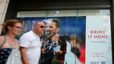 A store image of England manager Gareth Southgate. The World Cup has boosted the UK economy. AP