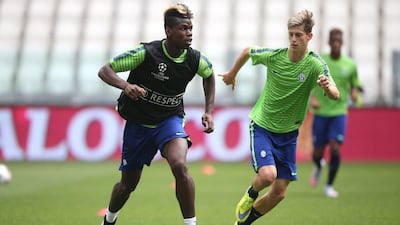 Juventus' French midfielder Paul Pogba takes part in a training session on June 1, 2015 at the Juventus Stadium in Turin, five days ahead of the Uefa Champions League final against Barcelona. Marco Bertorello / AFP