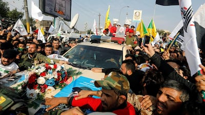 Mourners attend the funeral of the Iranian Major-General Qassem Soleimani, head of the elite Quds Force of the Revolutionary Guards, and the Iraqi militia commander Abu Mahdi al-Muhandis, who were killed in an air strike at Baghdad airport, in Baghdad. REUTERS