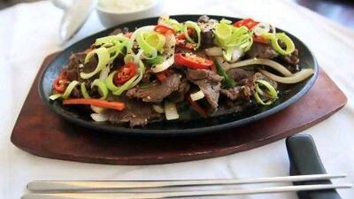 ABU DHABI - 15APRIL2012 - Beef Bulgogi a Korean dish at Holiday Inn hotel in Abu Dhabi. Ravindranath K / The National