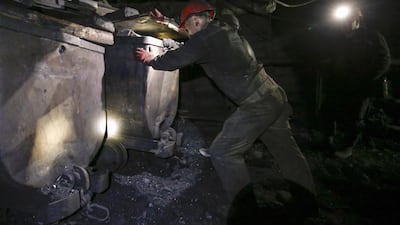 Miners work at the Gorniak 95 coal mine in Makiyivka, near Donetsk. In the first quarter, Ukraine produced 5.99 million metric tonnes of coking coal, which is used in steel making, down 4.2 per cent from 6.25 million metric tonnes during the same period of 2013. Maxim Zmeyev / Reuters