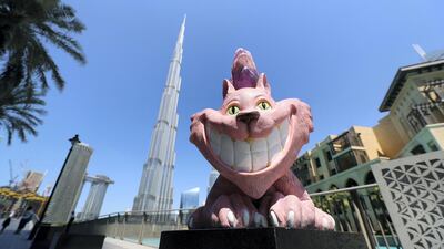 The Cheshire Cat from 'Alice in Wonderland' by the Burj Khalifa. Chris Whiteoak / The National