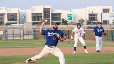 Senior baseball players in Dubai played against Senior Boys All-Stars on Friday, April 23. Antonie Robertson / The National
