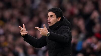 Arsenal manager Mikel Arteta on the touchline. PA