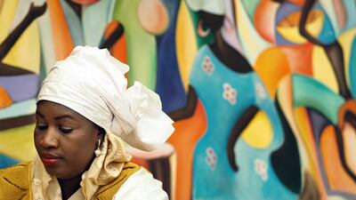 Ndeye Aissatou Seck waits for activities to start at Paris Sorbonne University’s Africa Day celebrations. Delores Johnson / The National