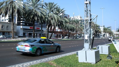 The Environment Agency Abu Dhabi is embarking on a new project for the monitoring of vehicle emissions in six locations in the emirate, including here on Muroor Road. All photos: Victor Besa / The National