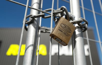 MELBOURNE, AUSTRALIA - MARCH 14: A padlock is seen on a gate to keep fans out due to the coronavirus outbreak during the 2020 AFLW Round 06 match between the St Kilda Saints and the Richmond Tigers at RSEA Park on March 14, 2020 in Melbourne, Australia. (Photo by Michael Willson/AFL Photos via Getty Images)