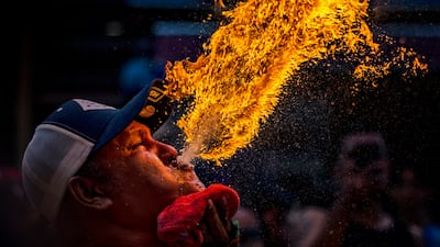 A fire breather performs at Lunar New Year celebrations in Binondo, considered the world's oldest Chinatown, in Manila, Philippines. Getty Images