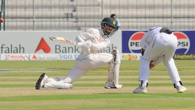 Pakistan's Saim Ayub hit seven fours in his 77. EPA