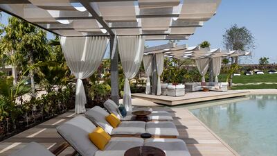 Loungers placed close to the swimming lake