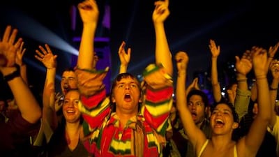 Fans cheer Orchestre National de Barbes during Womad on the Corniche.